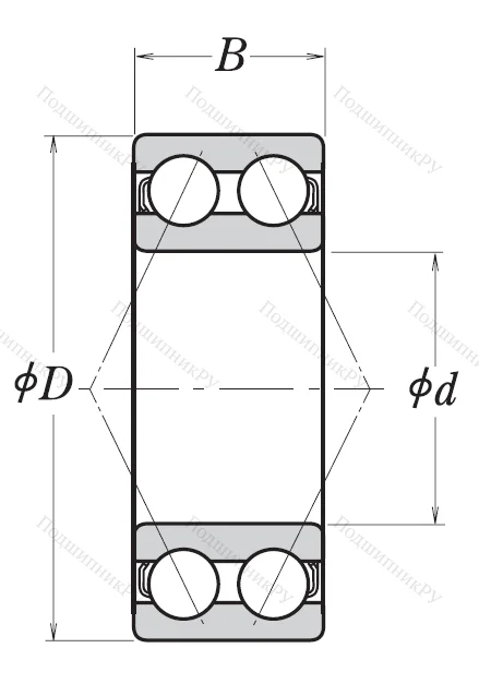 Двухрядный шариковый подшипник 3306 B 2RSRTNG
