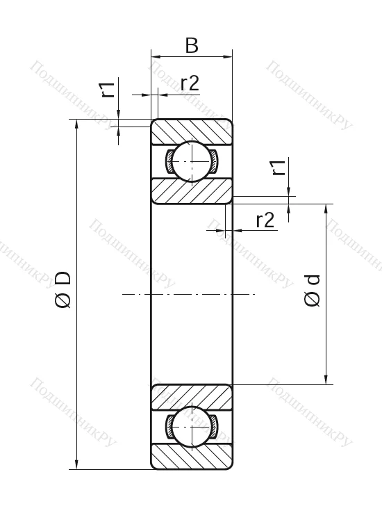 Однорядный шариковый подшипник 62206 2RS (FERSA)