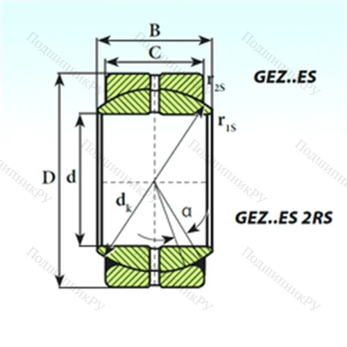 Подшипник скольжения сферический GEZ 127 ES от производителя  ISB