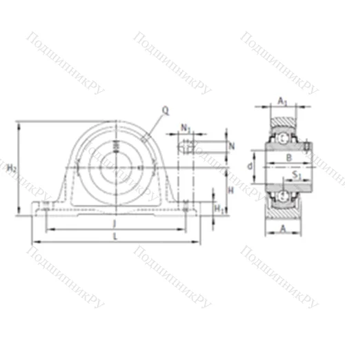 Подшипниковый узел шариковый радиальный RASEY 45