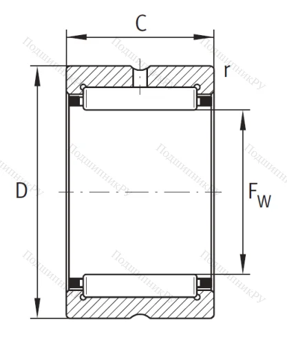 Игольчатый подшипник NK 18/16 XL от производителя  INA Игольчатый подшипник NK 18/16 XL от производителя  INA