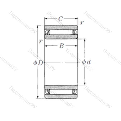 Подшипник игольчатый радиальный NAF 506820 от производителя  NSK Подшипник игольчатый радиальный NAF 506820 от производителя  NSK