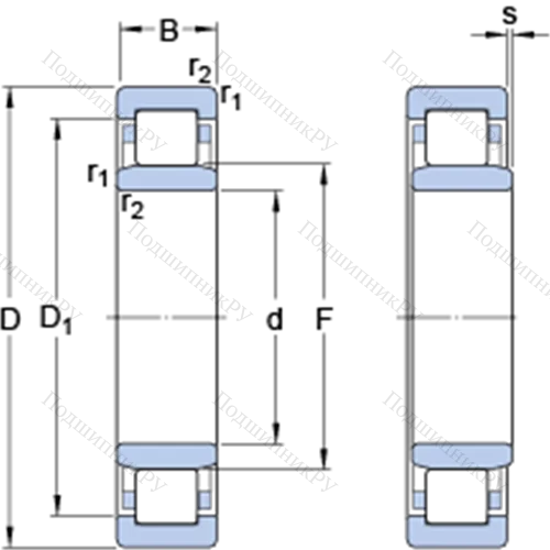 Однорядные цилиндрические роликоподшипники NU 18/1000 MA/HB 1
