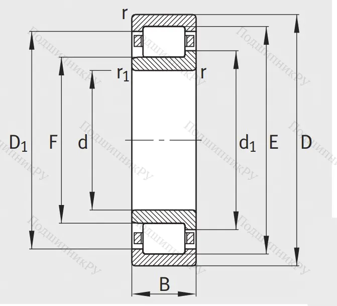 Роликовый цилиндрический подшипник NJ 205 E XL TVP 2
