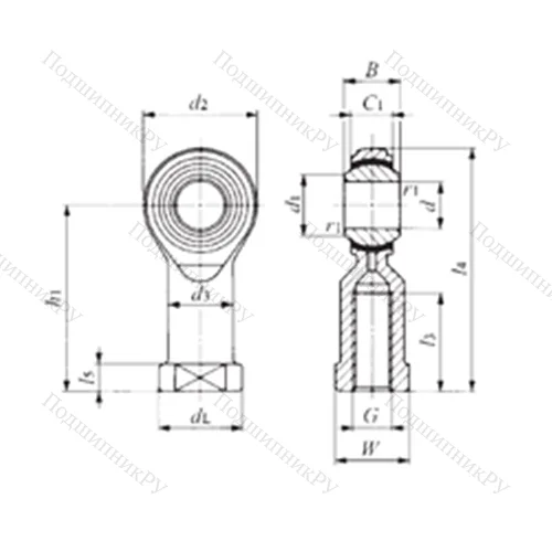 Подшипник скольжения сферический PHS 14EC