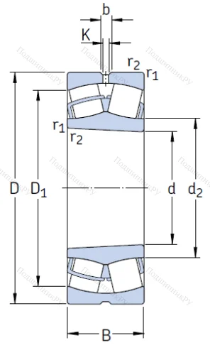 Сферический роликовый подшипник с конической посадкой на вал 22211 EK от производителя  SKF