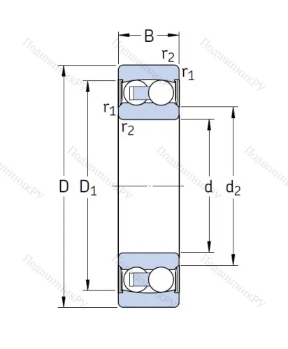 Двухрядный шариковый подшипник 2206 E 2RS 1KTN 9 от производителя  SKF