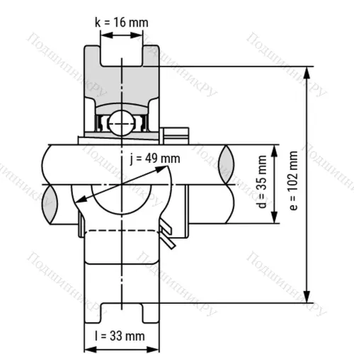 Подшипниковый узел UKT 208+H 2308 - Вал: 35 мм от производителя  LPZ
