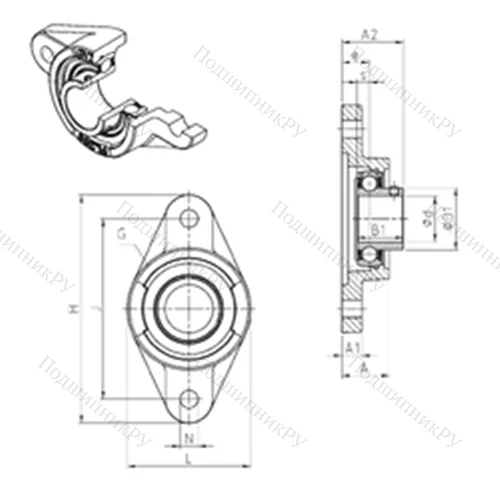 Подшипниковый узел шариковый радиальный USFL 206