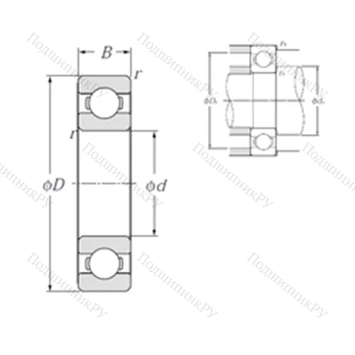 Подшипник шариковый радиальный 6800 от производителя  NTN