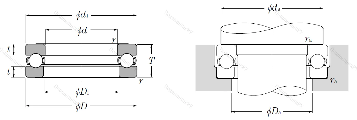 Упорный шариковый подшипник 51100