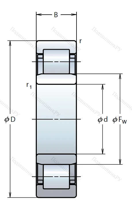 Роликовый цилиндрический подшипник NU 206 ET C 3