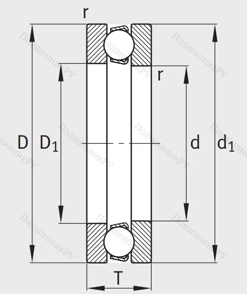 Упорный шариковый подшипник 51104