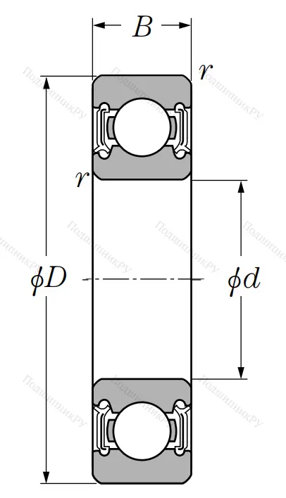 Однорядный шариковый подшипник 6222 LLU