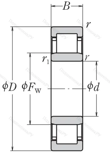 Роликовый цилиндрический подшипник NJ 309 ET от производителя  NSK