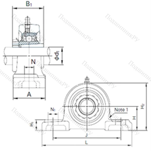 Подшипниковый узел шариковый радиальный UKP 218+H 2318