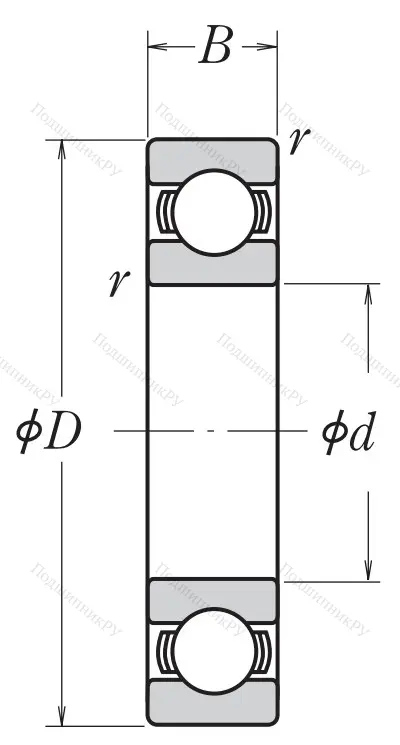 Однорядный шариковый подшипник 6026 C 3