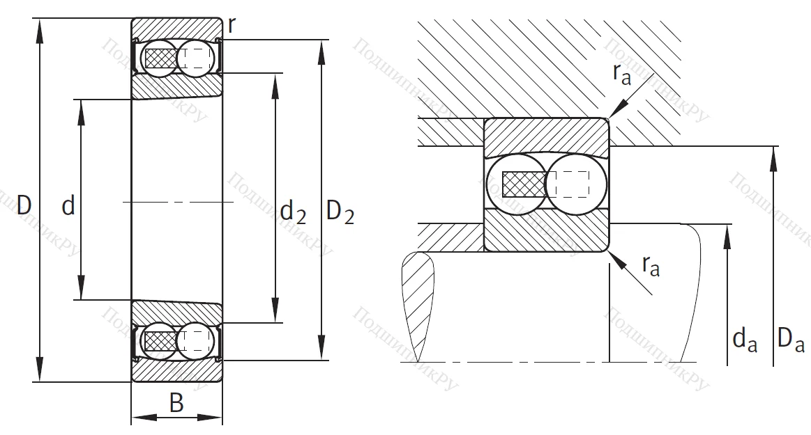 Двухрядный шариковый подшипник 1311 TVH C 3