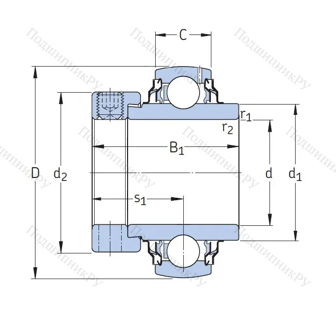 Корпусный подшипник YEL 208-2RF/VL 065