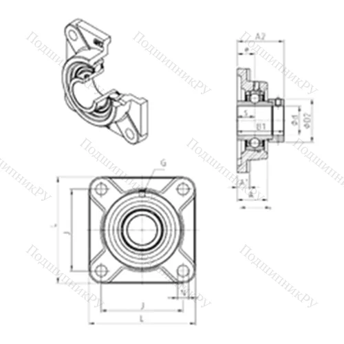 Подшипниковый узел шариковый радиальный EXF 214 от производителя  SNR
