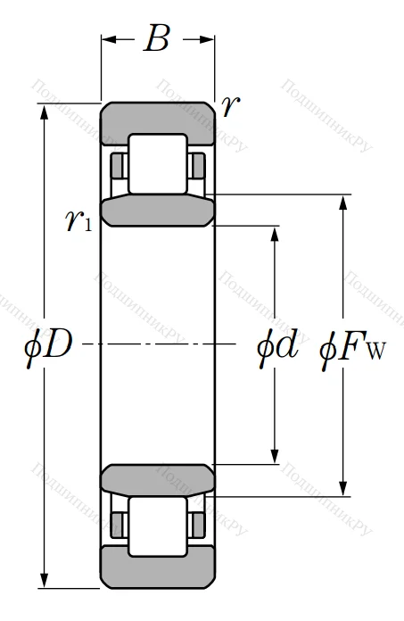 Роликовый цилиндрический подшипник NU 2213