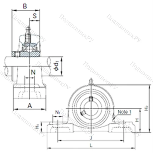 Подшипниковый узел шариковый радиальный UCPX 14 от производителя  NACHI