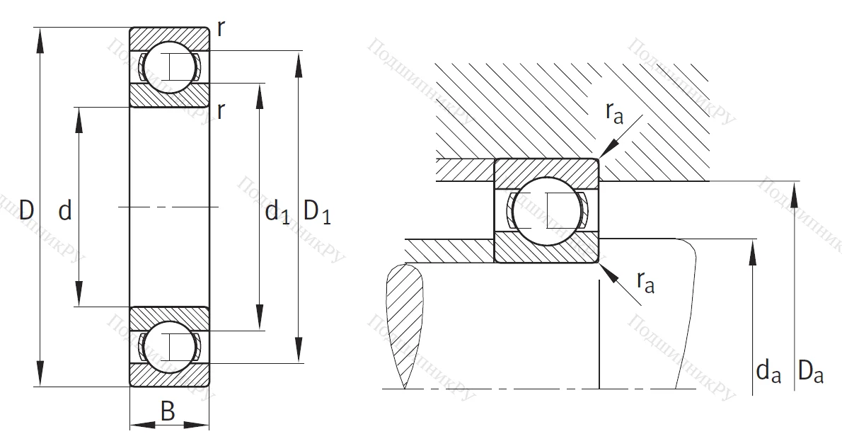 Однорядный шариковый подшипник 16013 C 3
