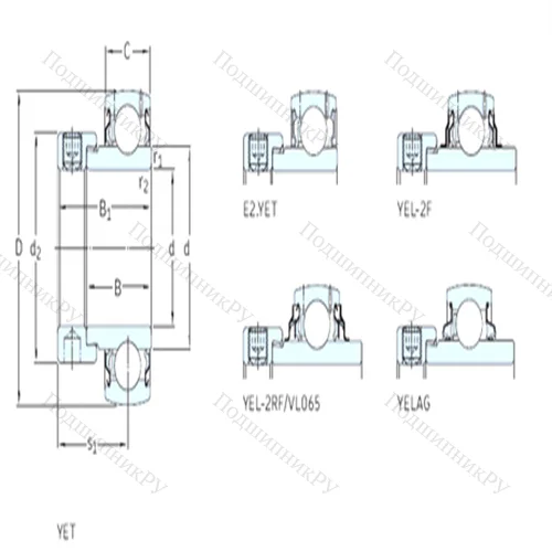 Подшипник шариковый радиальный YEL 206-103-2F от производителя  SKF