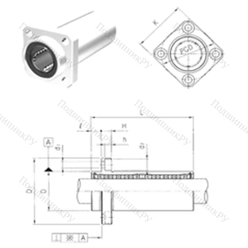 Подшипник шариковый линейный LMKP 16LUU