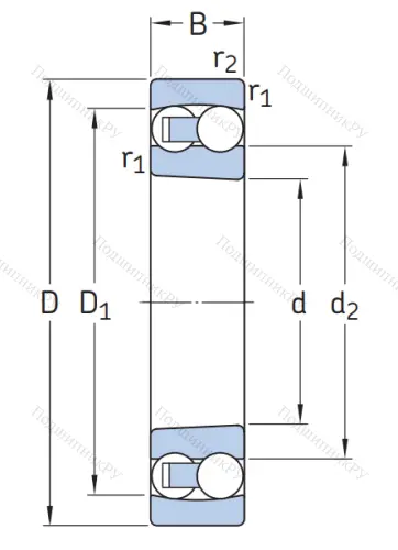 Двухрядный шариковый подшипник 1218 K от производителя  SKF