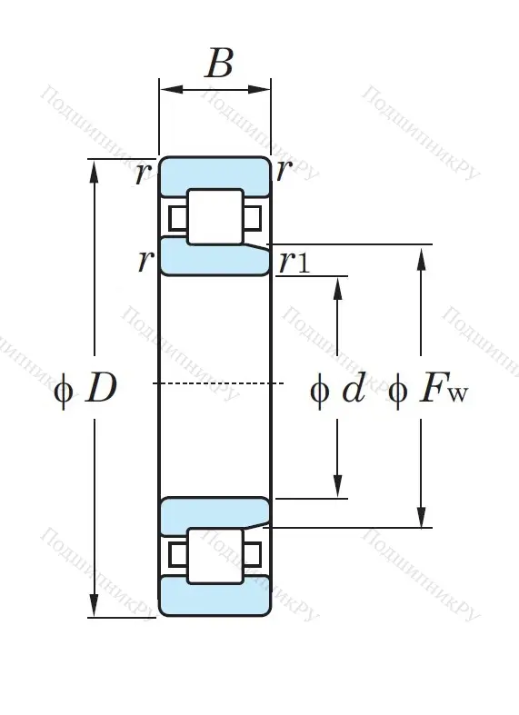 Роликовый цилиндрический подшипник NJ 206 ETVP 2