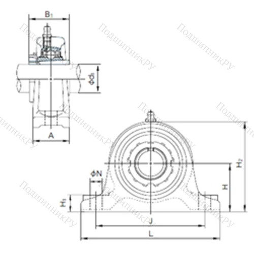Подшипниковый узел шариковый радиальный UKIP 322+H 2322