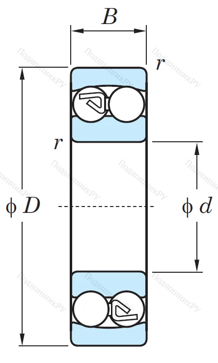 Двухрядный шариковый подшипник 1307