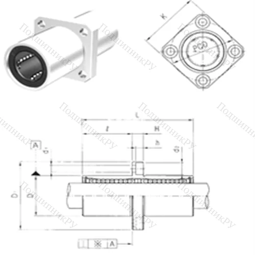 Подшипник шариковый линейный LMEKM 16UU