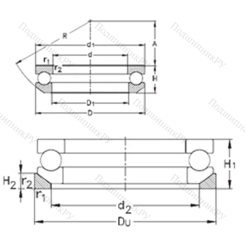 Подшипник шариковый упорный 53412- MP+U 412