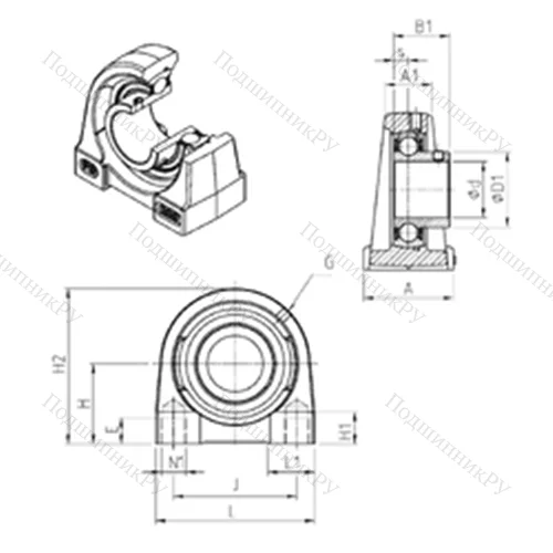 Подшипниковый узел шариковый радиальный USPG 201
