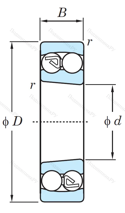 Двухрядный шариковый подшипник 1308 K