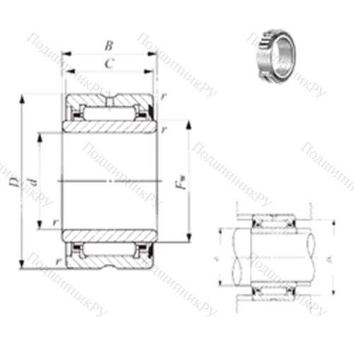 Подшипник игольчатый радиальный NA 49/22U от производителя  IKO