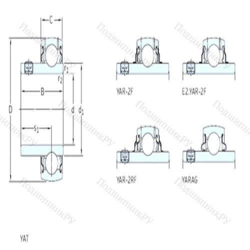 Подшипник шариковый радиальный YAR 208-2F от производителя  SKF