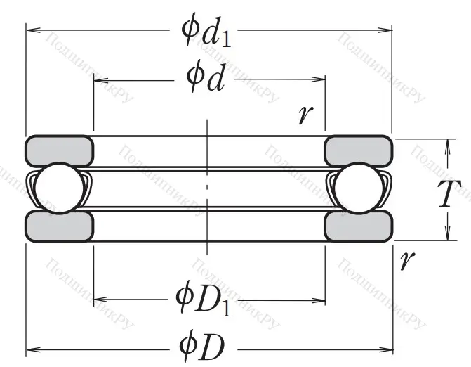 Упорный шариковый подшипник 51104