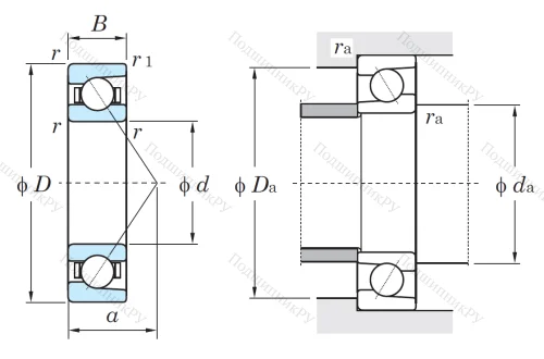 Однорядный шариковый подшипник 7004 FY (46104 Л ГОСТ) от производителя  KOYO