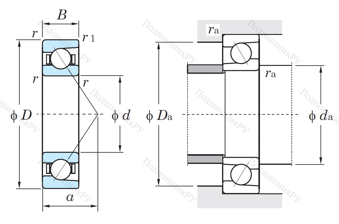 Однорядный шариковый подшипник 7002 FY (46102 Л ГОСТ)