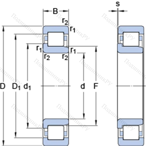 Однорядные цилиндрические роликоподшипники NJ 29/630 ECMA/HB 1