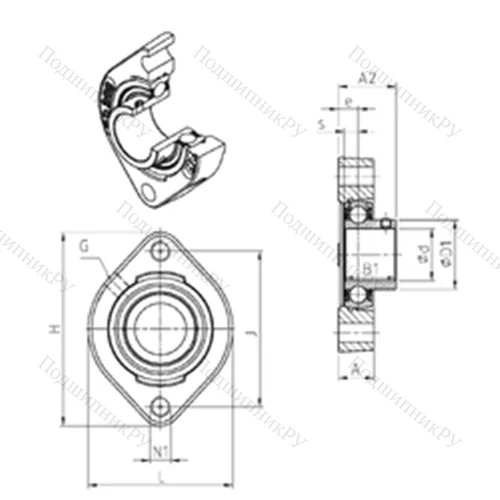 Подшипниковый узел шариковый радиальный USFD 204M 100