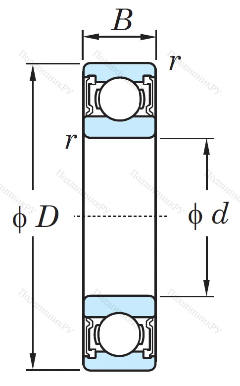 Однорядный шариковый подшипник 6308 2RS CM
