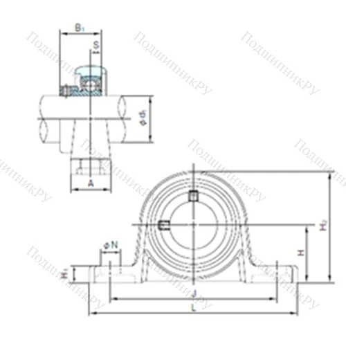 Подшипниковый узел шариковый радиальный MUP 004