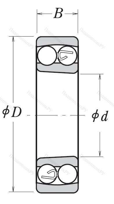 Двухрядный шариковый подшипник 1307 K C 3