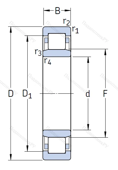 Роликовый цилиндрический подшипник NU 310 ECP