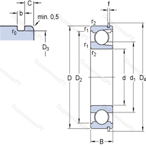 Однорядные радиальные шарикоподшипники с пазом для ввода шариков и стопорным кольцом 307 NR от производителя  SKF Однорядные радиальные шарикоподшипники с пазом для ввода шариков и стопорным кольцом 307 NR от производителя  SKF