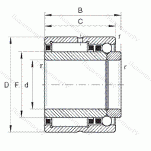 Шарикоподшипник радиально-упорный комбинированный с игольчатыми роликами NKIB 5910 от производителя  INA Шарикоподшипник радиально-упорный комбинированный с игольчатыми роликами NKIB 5910 от производителя  INA